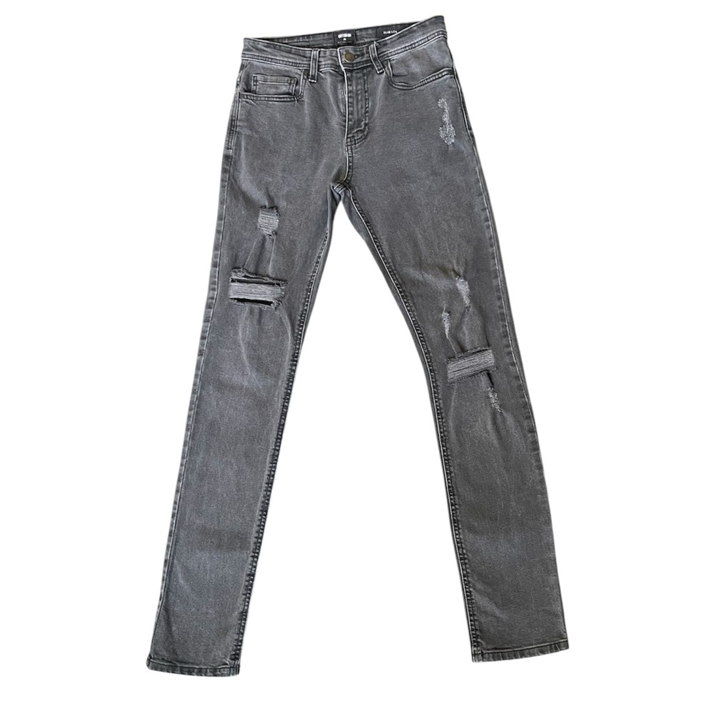 Cotton On Mens Ripped Skinny Black Jeans Slim Fit Distressed Denim Pants 28x32